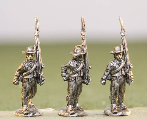 British Infantry in Roundabouts, Round Hats, Advancing Shoulder Arms